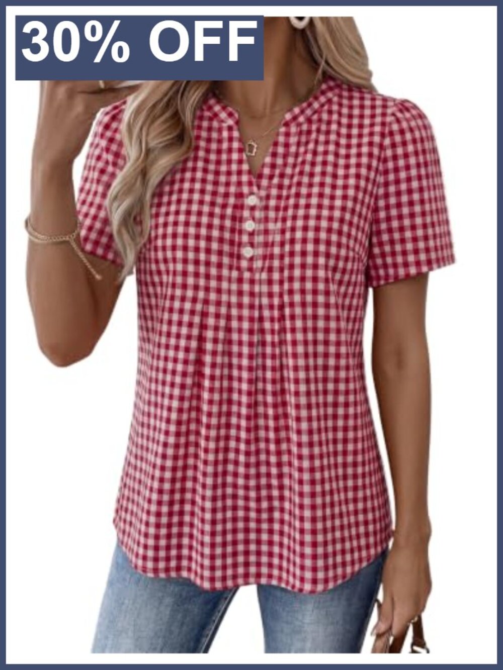 Womens Boho V Neck Pleated Blouse Short Sleeve Casual Summer Top